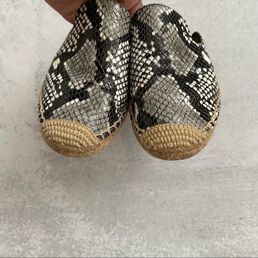 Tory Burch || Max Snake Embossed Espadrilles Slides‎ Mules Slip Ons 5.5
